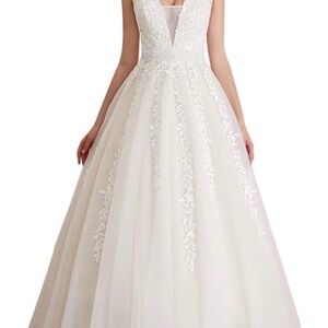 Elegant White Lace Evening Gown